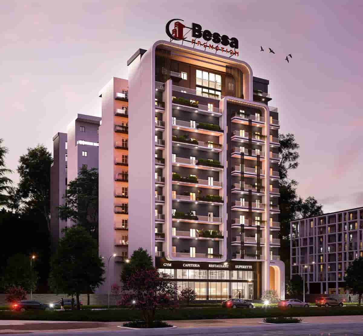 Résidence Serena Rendu 3D extérieur Résidence Séréna - 2 tours R+9 et R+10 en attique à Chéraga avec commerces intégrés et vue dégagée